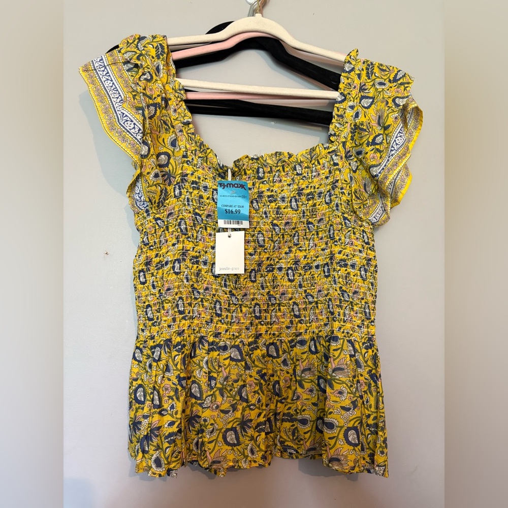 Symphony Yellow and Blue Floral Blouse